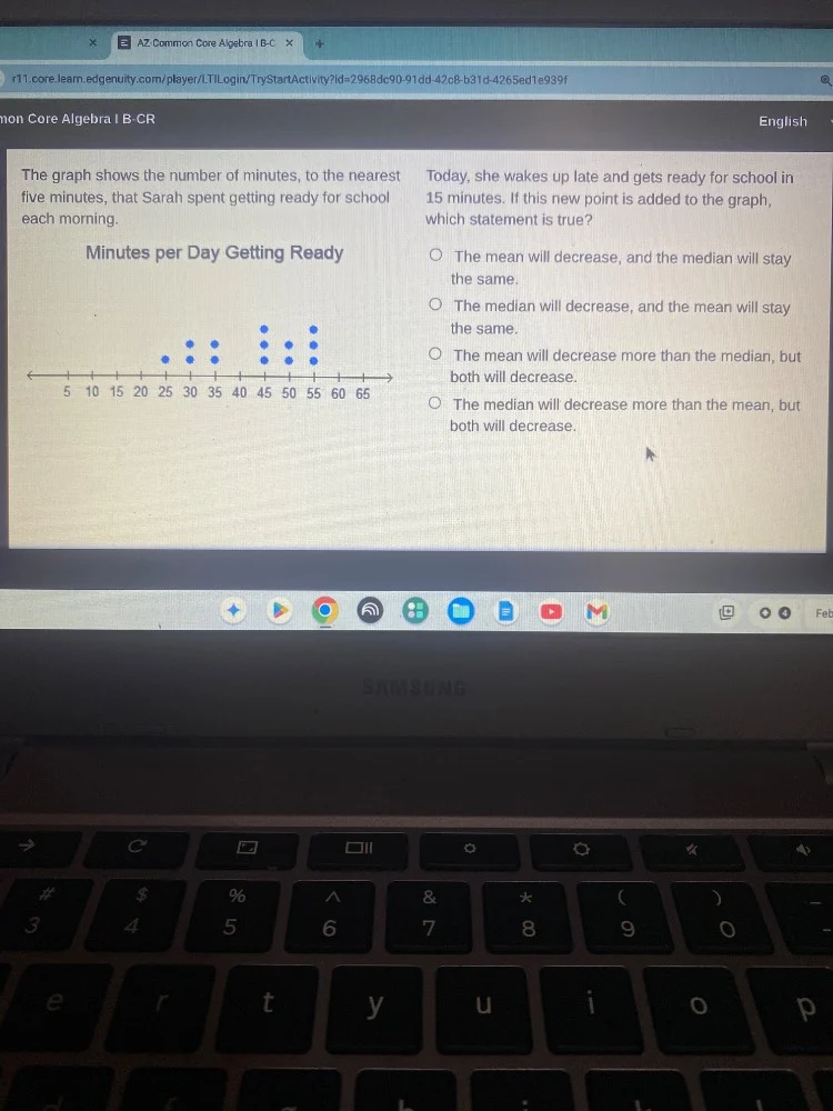 the graph shows the number of minutes, to the nearest five minutes, tha…
