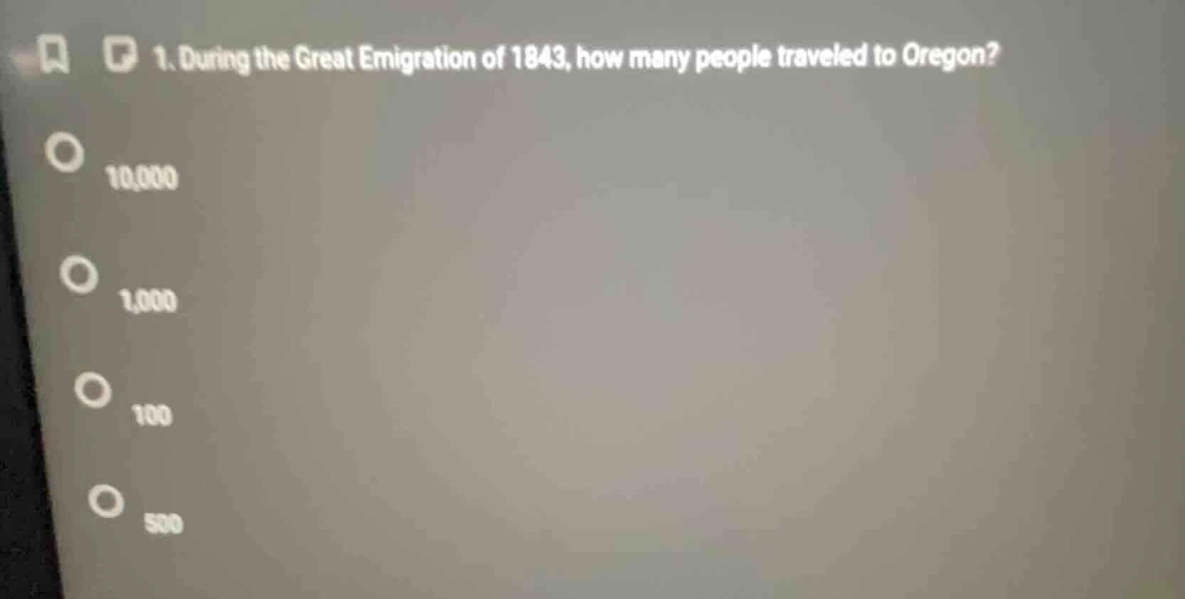 1. during the great emigration of 1843, how many people traveled to ore…