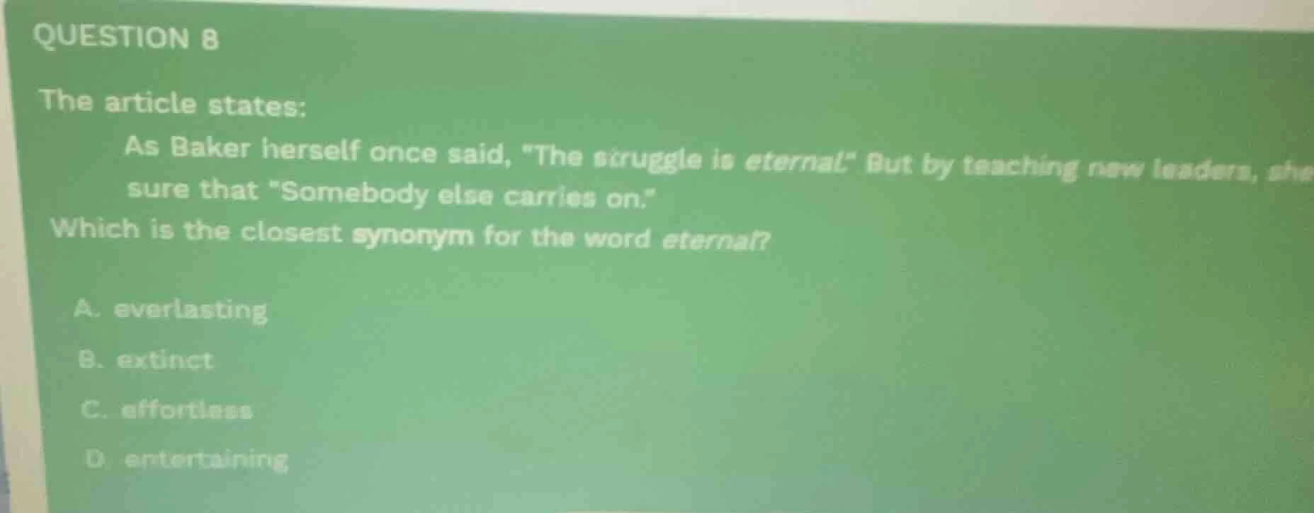 question 8 the article states: as baker herself once said, \the struggl…