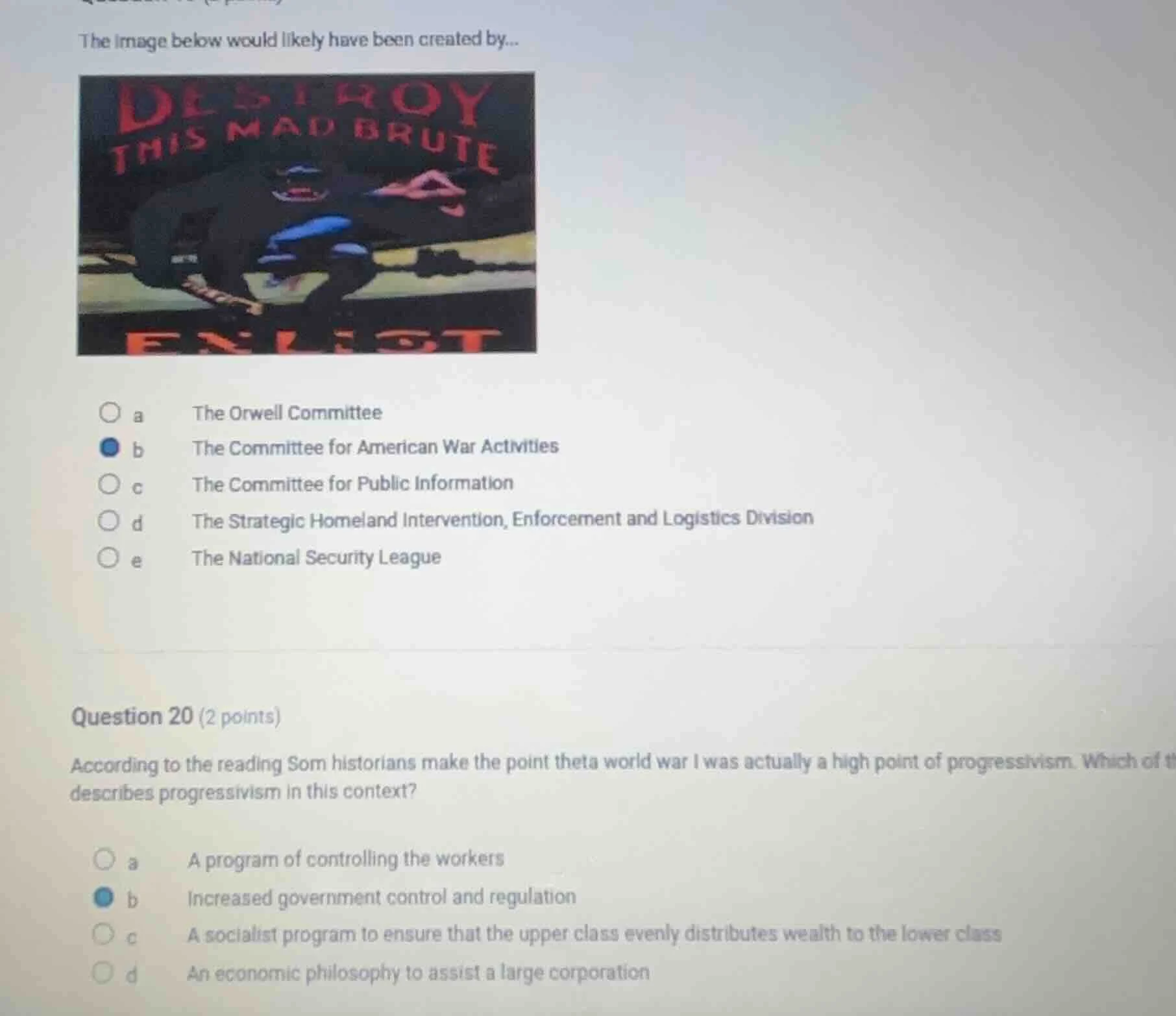 the image below would likely have been created by... a the orwell commi…