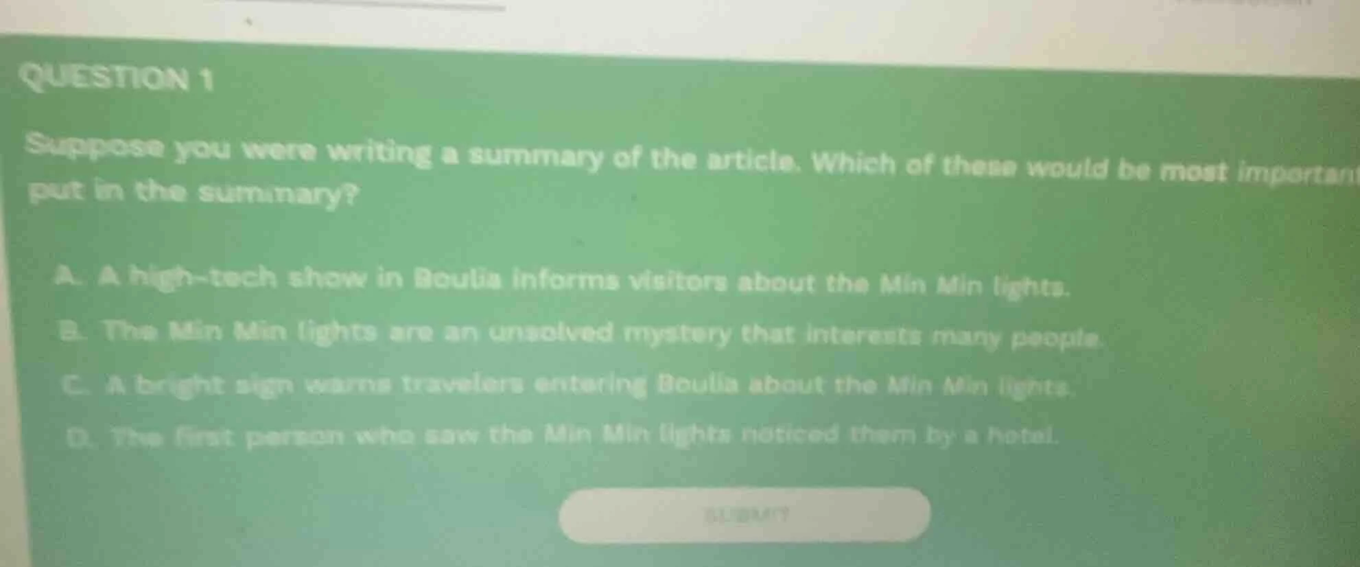 question 1 suppose you were writing a summary of the article. which of …