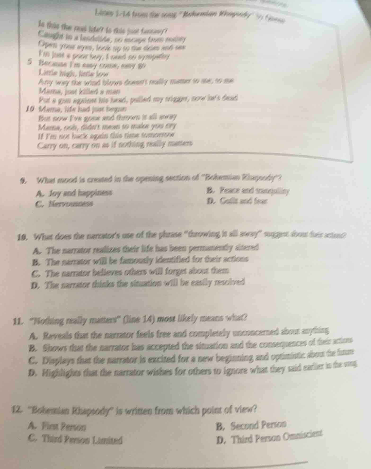 lines 1-14 from the song \bohemian rhapsody\ by queen is this the real …