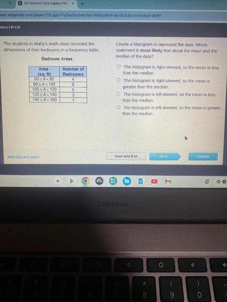 the students in marlys math class recorded the dimensions of their bedr…