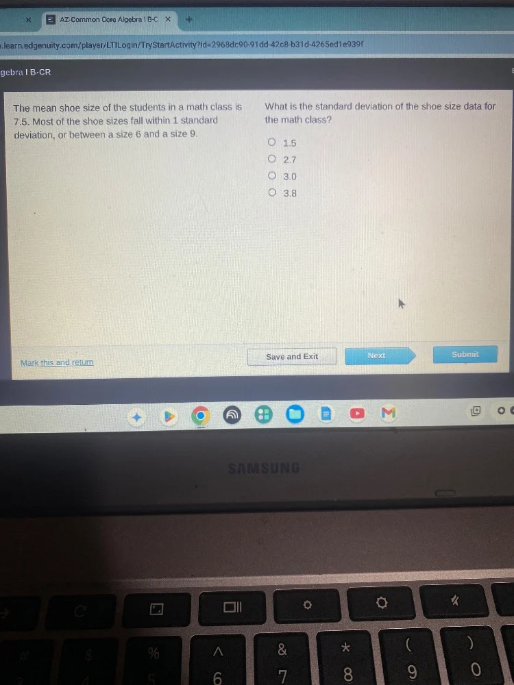 the mean shoe size of the students in a math class is 7.5. most of the …