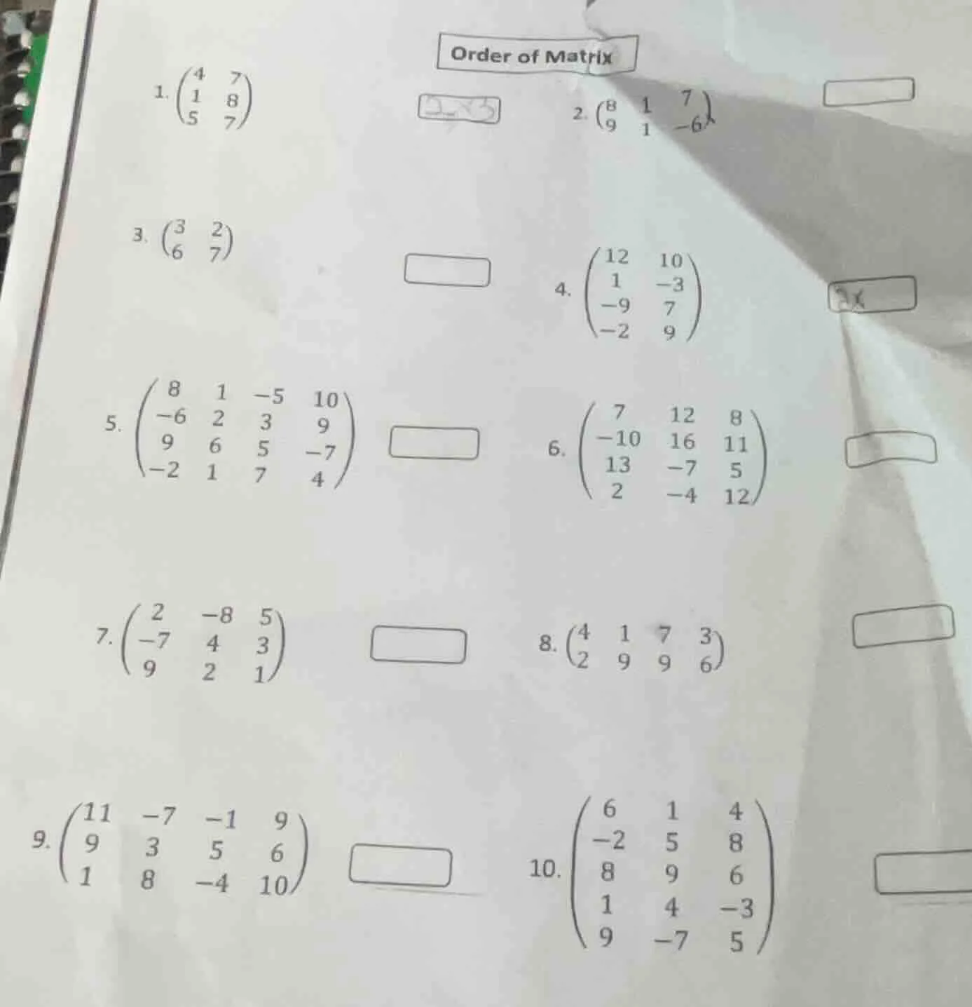 order of matrix 1. $\begin{pmatrix} 4 & 7 \\\\ 1 & 8 \\\\ 5 & 7 end{pma…