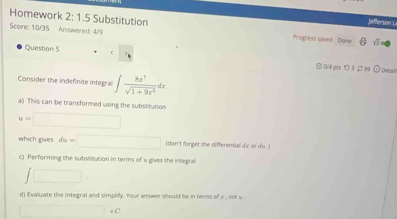 homework 2: 1.5 substitution score: 10/35 answered: 4/9 question 5 cons…