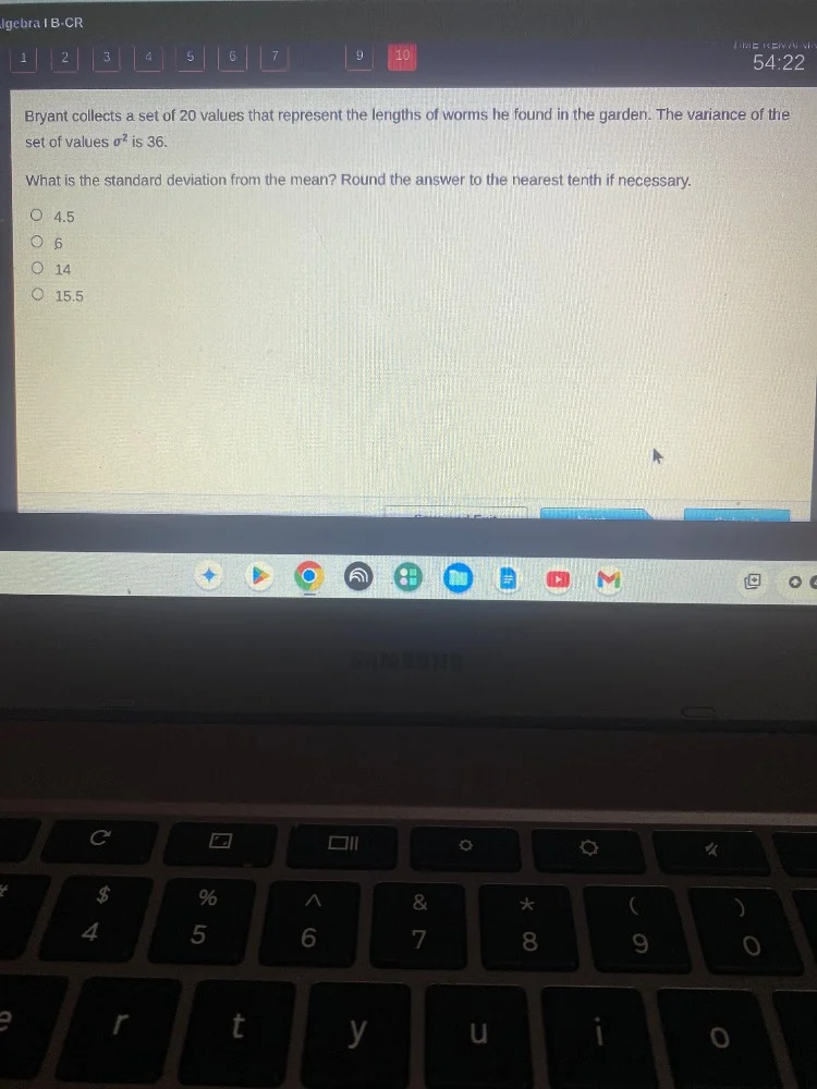 algebra i b-cr 1 2 3 4 5 6 7 9 10 54:22 bryant collects a set of 20 val…