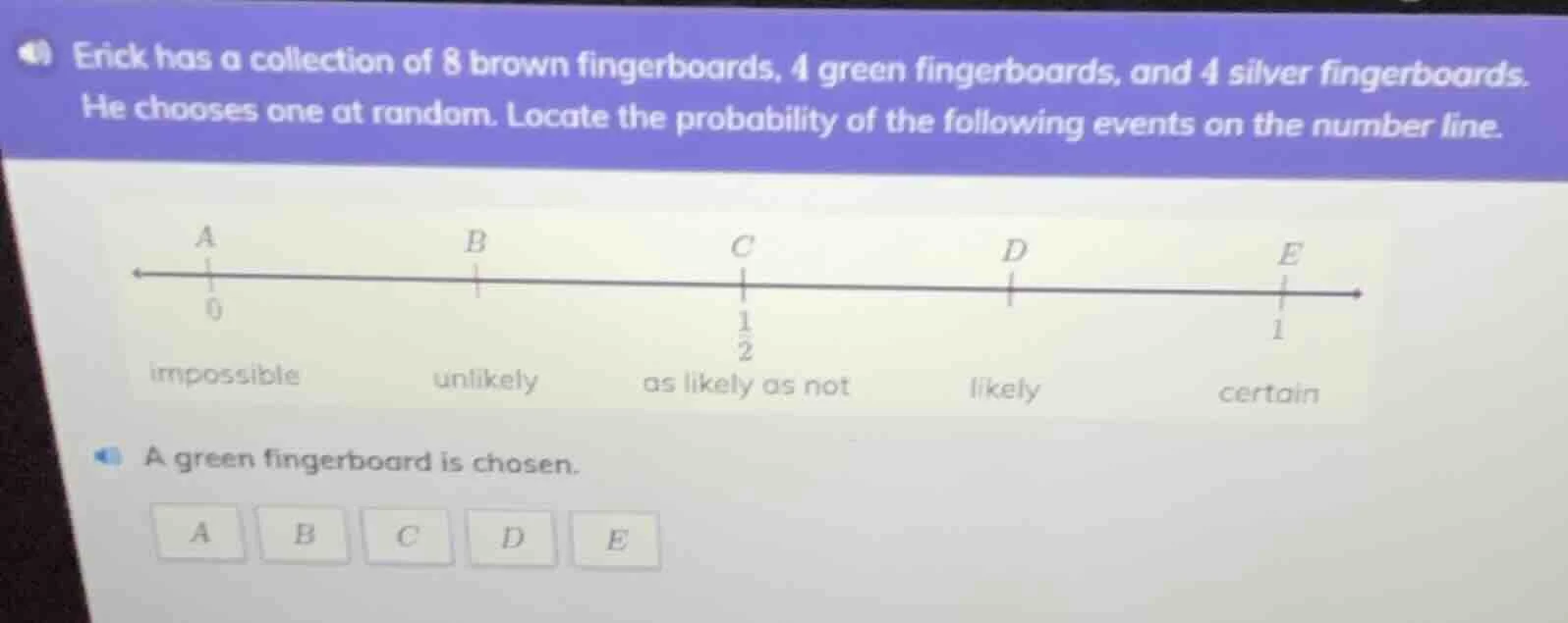 erick has a collection of 8 brown fingerboards, 4 green fingerboards, a…