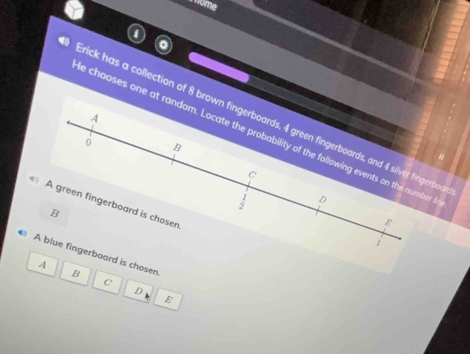 erick has a collection of 8 brown fingerboards, 4 green fingerboards, a…