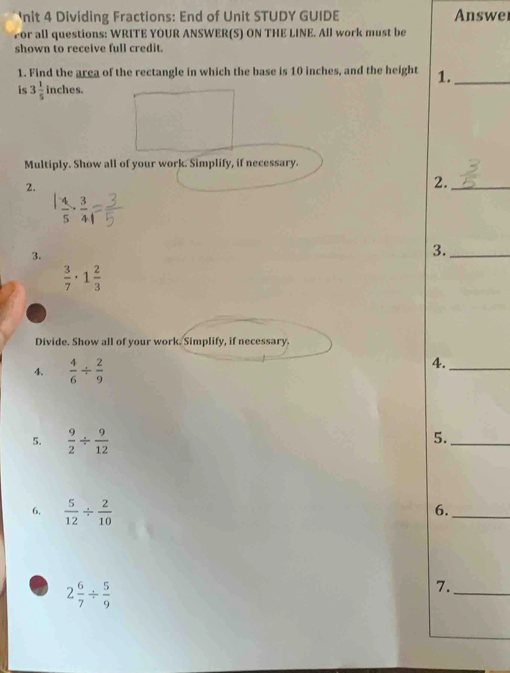 unit 4 dividing fractions: end of unit study guide for all questions: w…