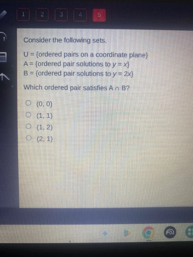 consider the following sets. u = {ordered pairs on a coordinate plane} …