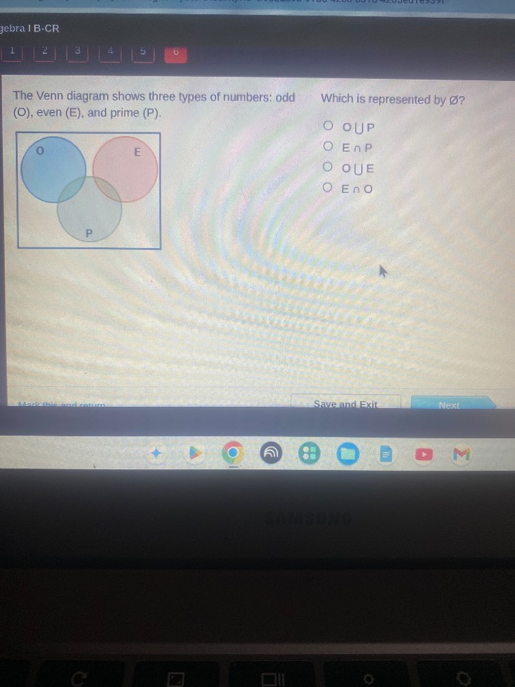 gebra i b-cr the venn diagram shows three types of numbers: odd (o), ev…