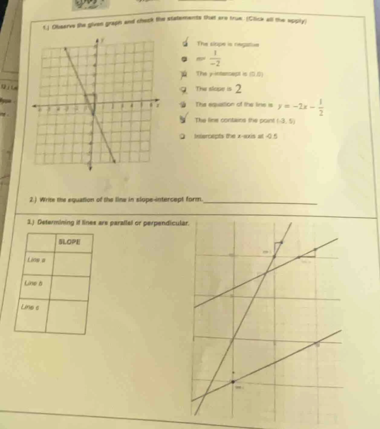 1.) observe the given graph and check the statements that are true. (cl…