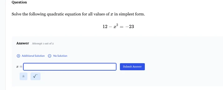 question solve the following quadratic equation for all values of $x$ i…