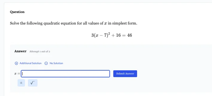 question solve the following quadratic equation for all values of $x$ i…