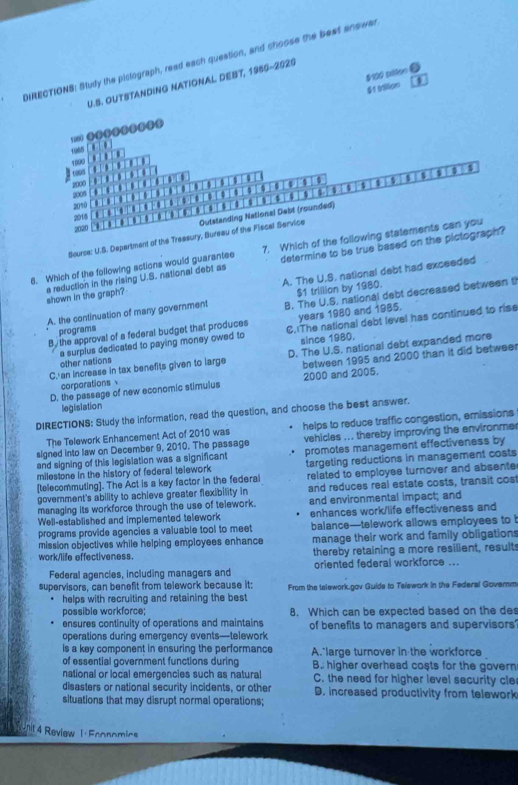 directions: study the pictograph, read each question, and choose the be…