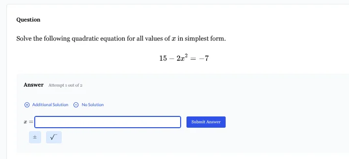question solve the following quadratic equation for all values of $x$ i…