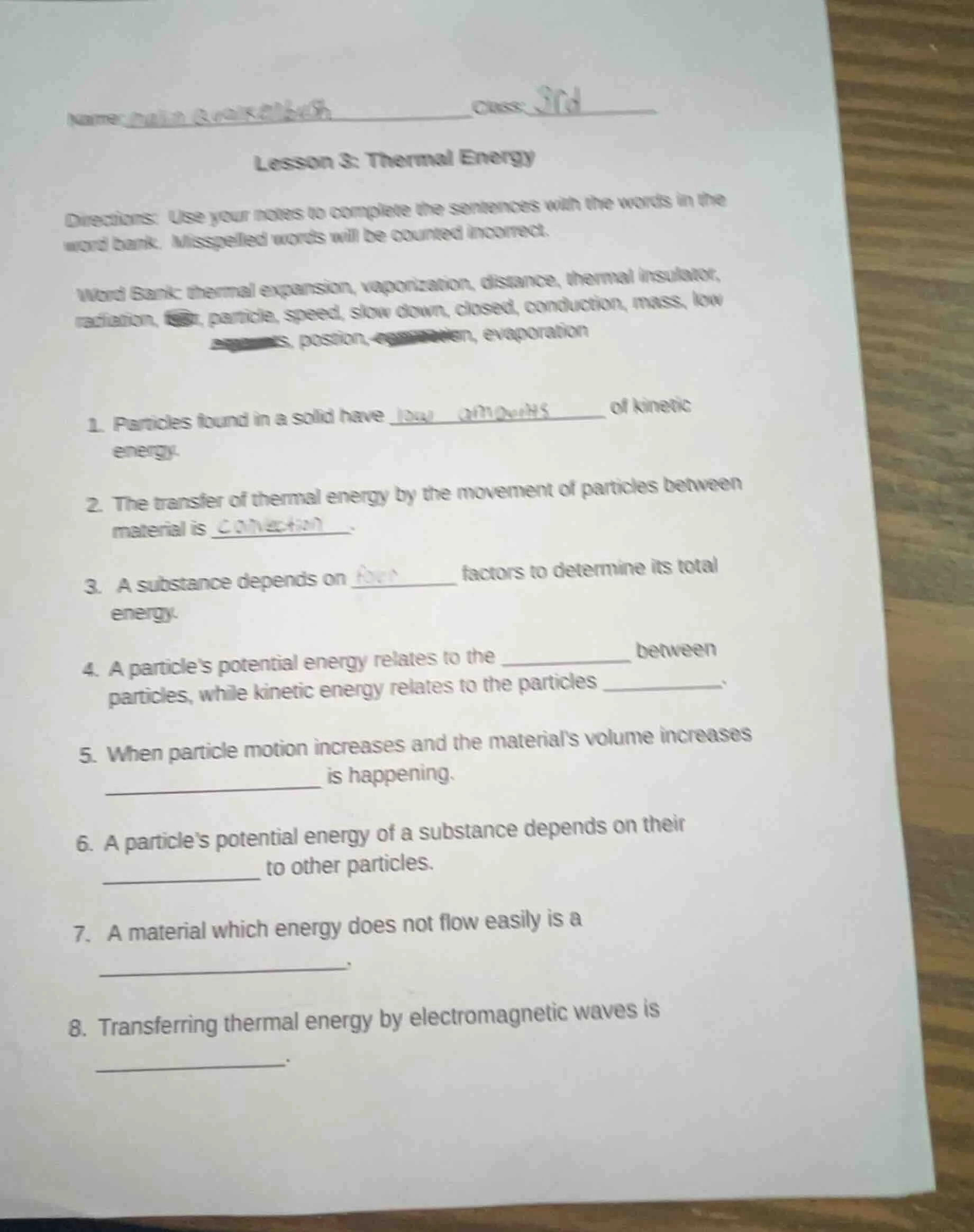 name: _______________ class: 3rdlesson 3: thermal energydirections: use…