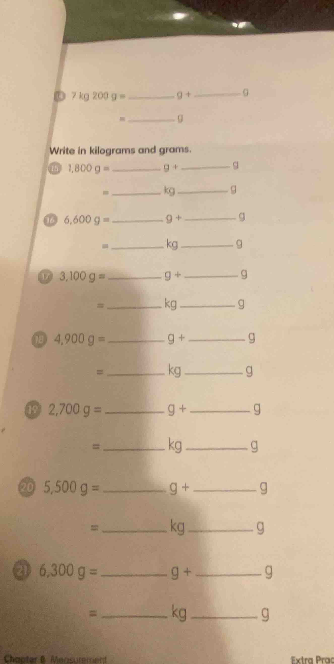 ⑭ $7\\ \\text{kg}\\ 200\\ \\text{g} = \\underline{\\quad\\quad\\quad}\\…