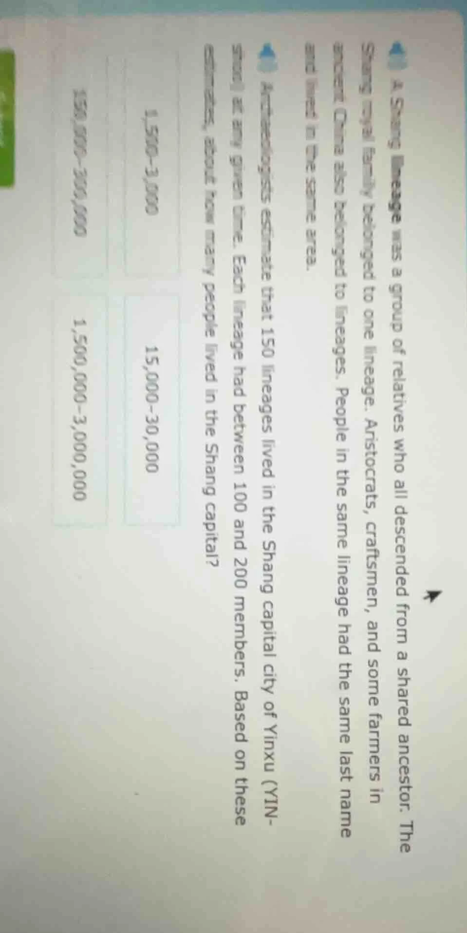 a. shang lineage was a group of relatives who all descended from a shar…