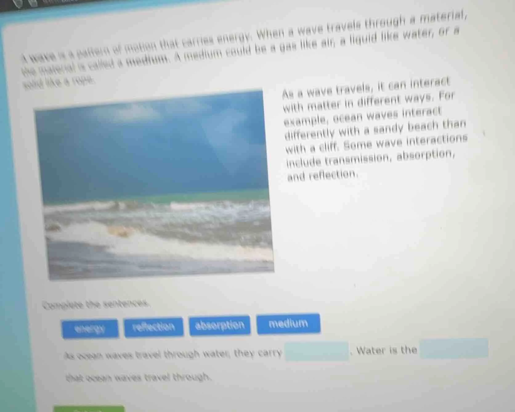 a wave is a pattern of motion that carries energy. when a wave travels …