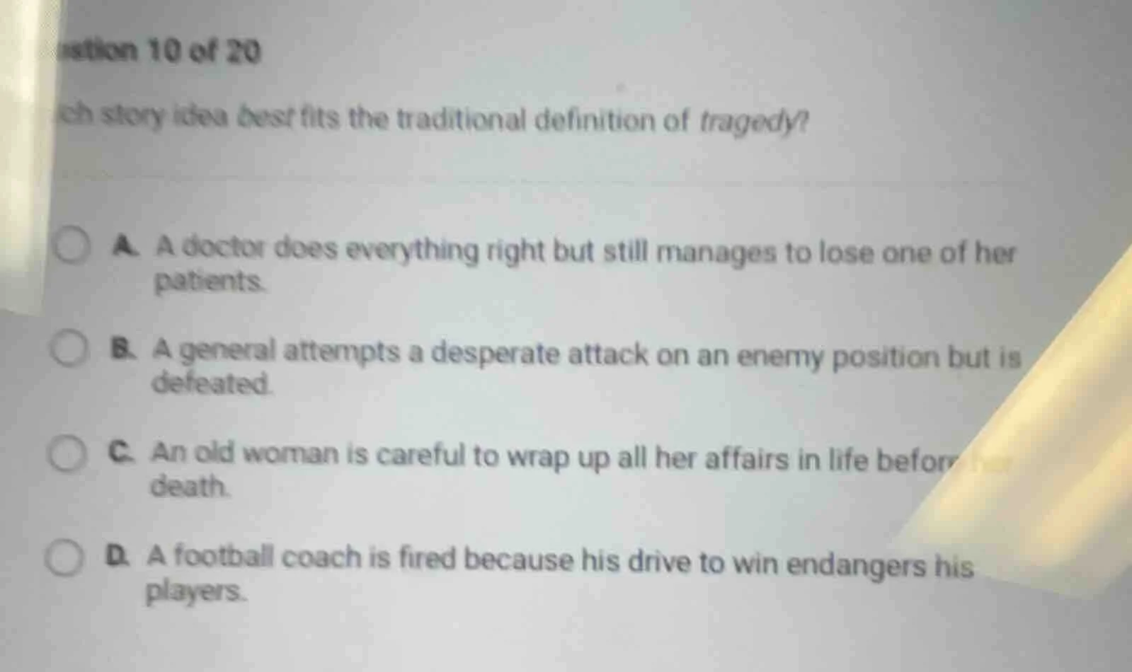 question 10 of 20 which story idea best fits the traditional definition…