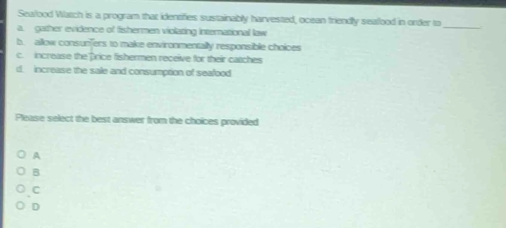 seafood watch is a program that identifies sustainably harvested, ocean…