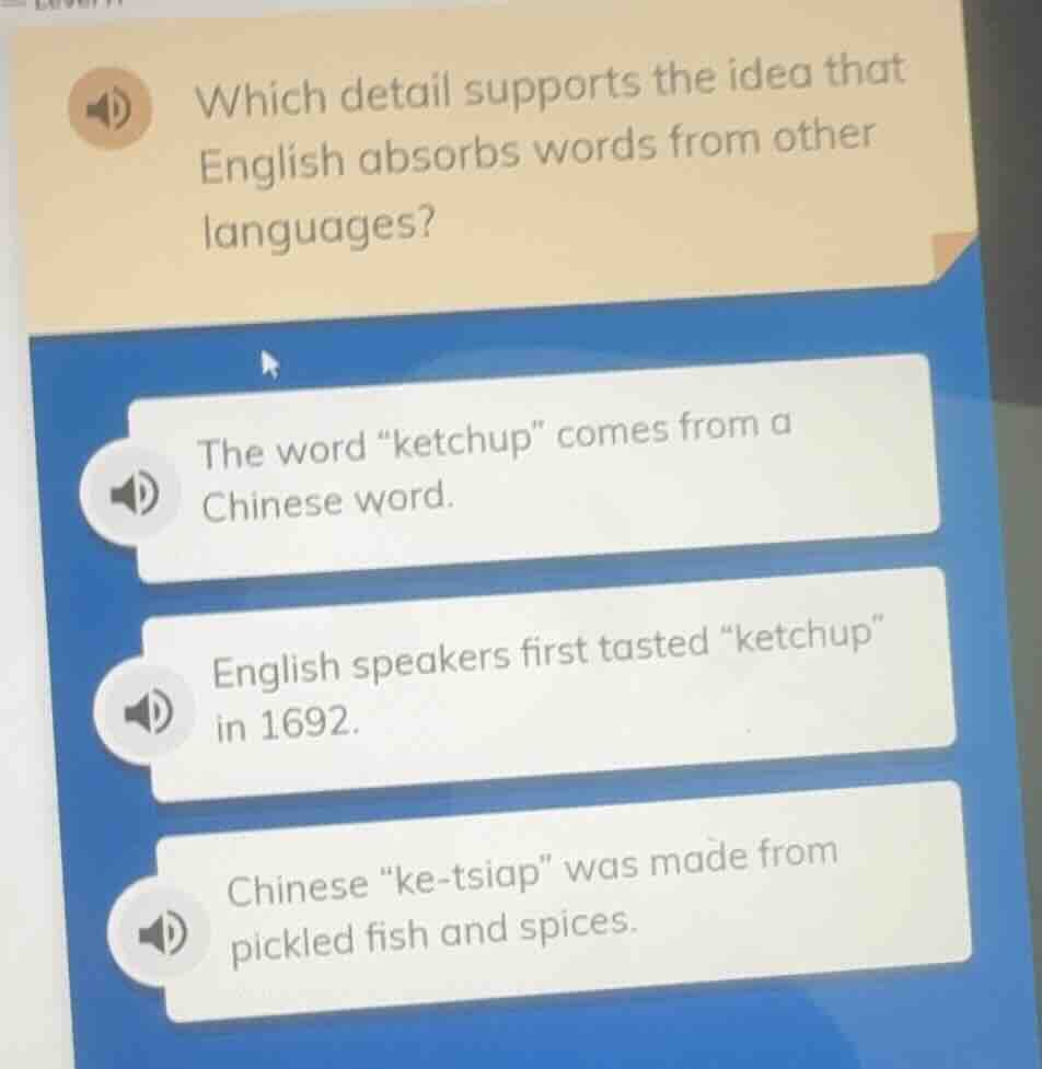 which detail supports the idea that english absorbs words from other la…