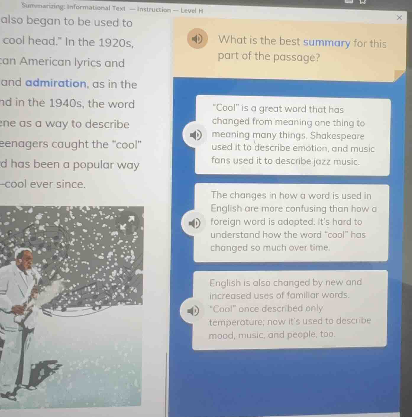 summarizing: informational text — instruction — level h also began to b…