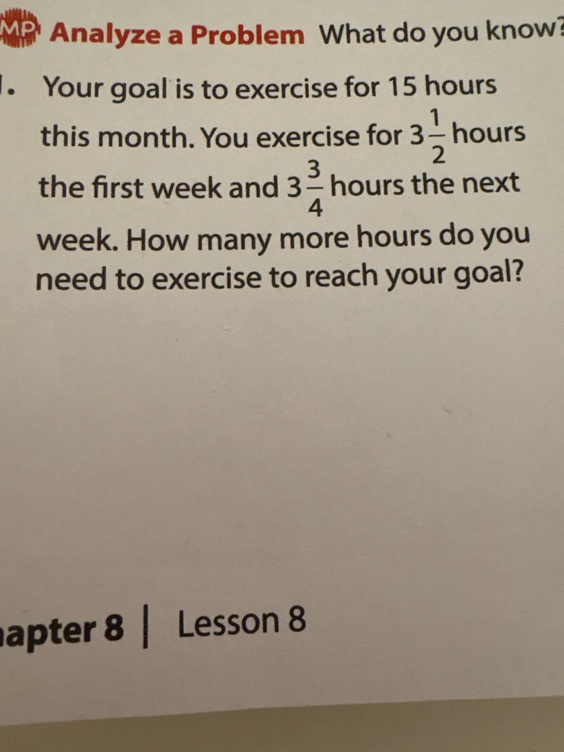 mp analyze a problem what do you know? 1. your goal is to exercise for …