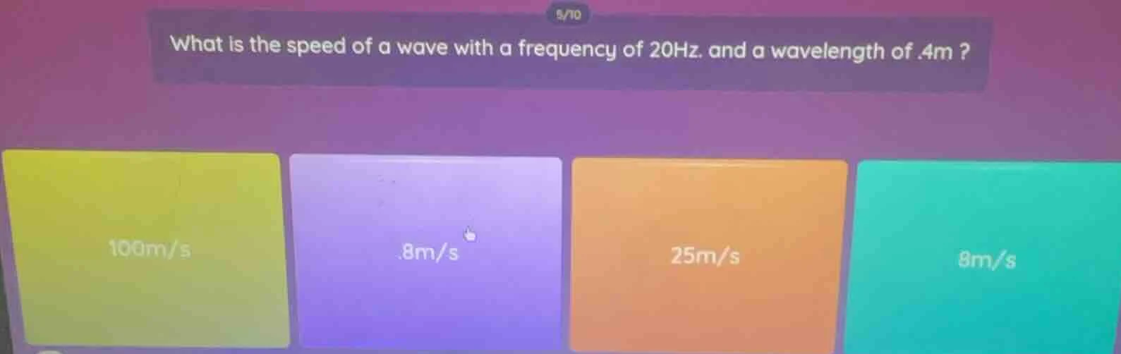 what is the speed of a wave with a frequency of 20hz. and a wavelength …