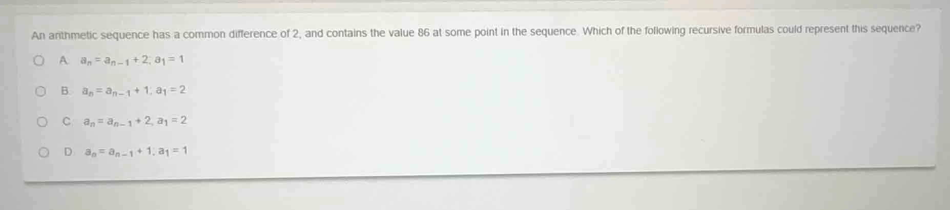 an arithmetic sequence has a common difference of 2, and contains the v…