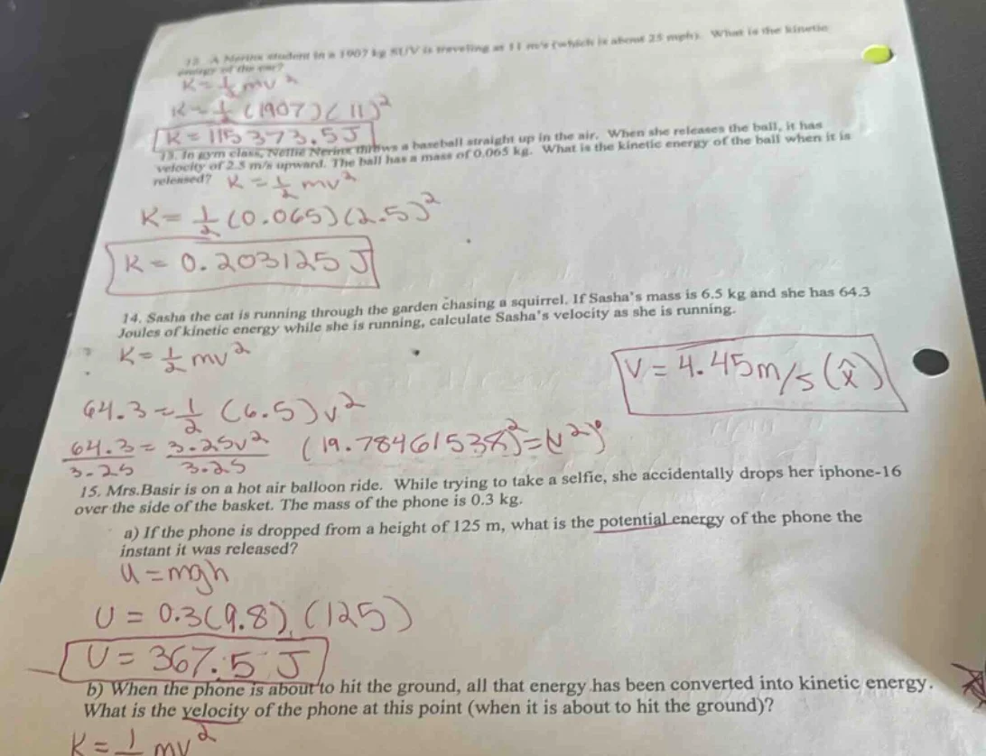 13. a marine student in a 1907 kg humv is traveling at 11 m/s (which is…