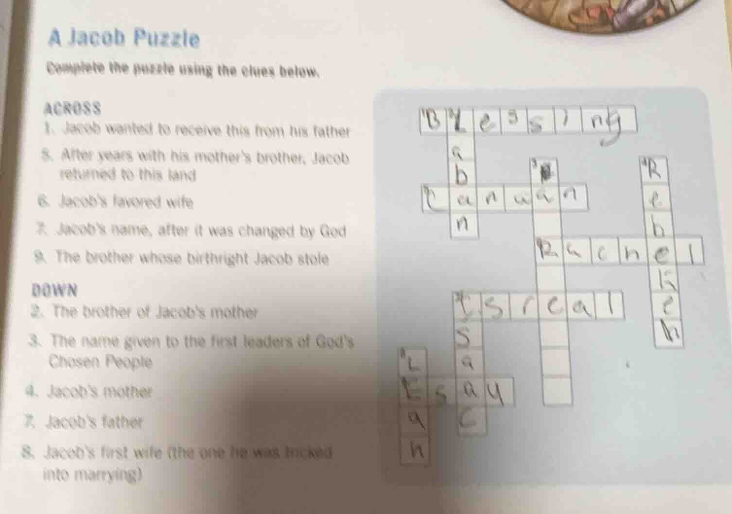 a jacob puzzle complete the puzzle using the clues below. across 1. jac…