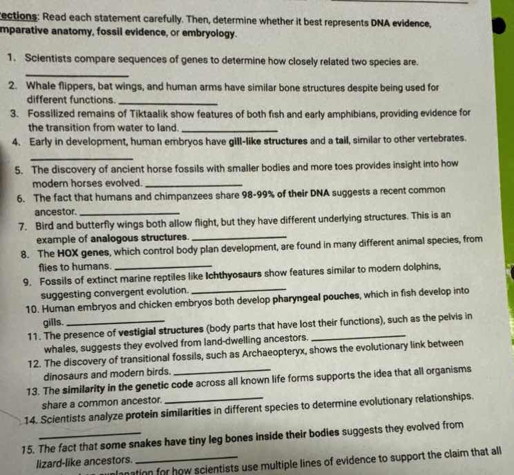 ections: read each statement carefully. then, determine whether it best…