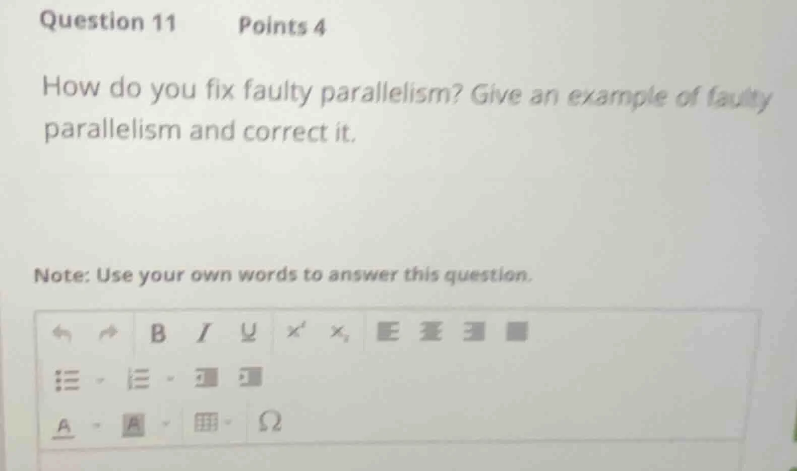 question 11 points 4 how do you fix faulty parallelism? give an example…