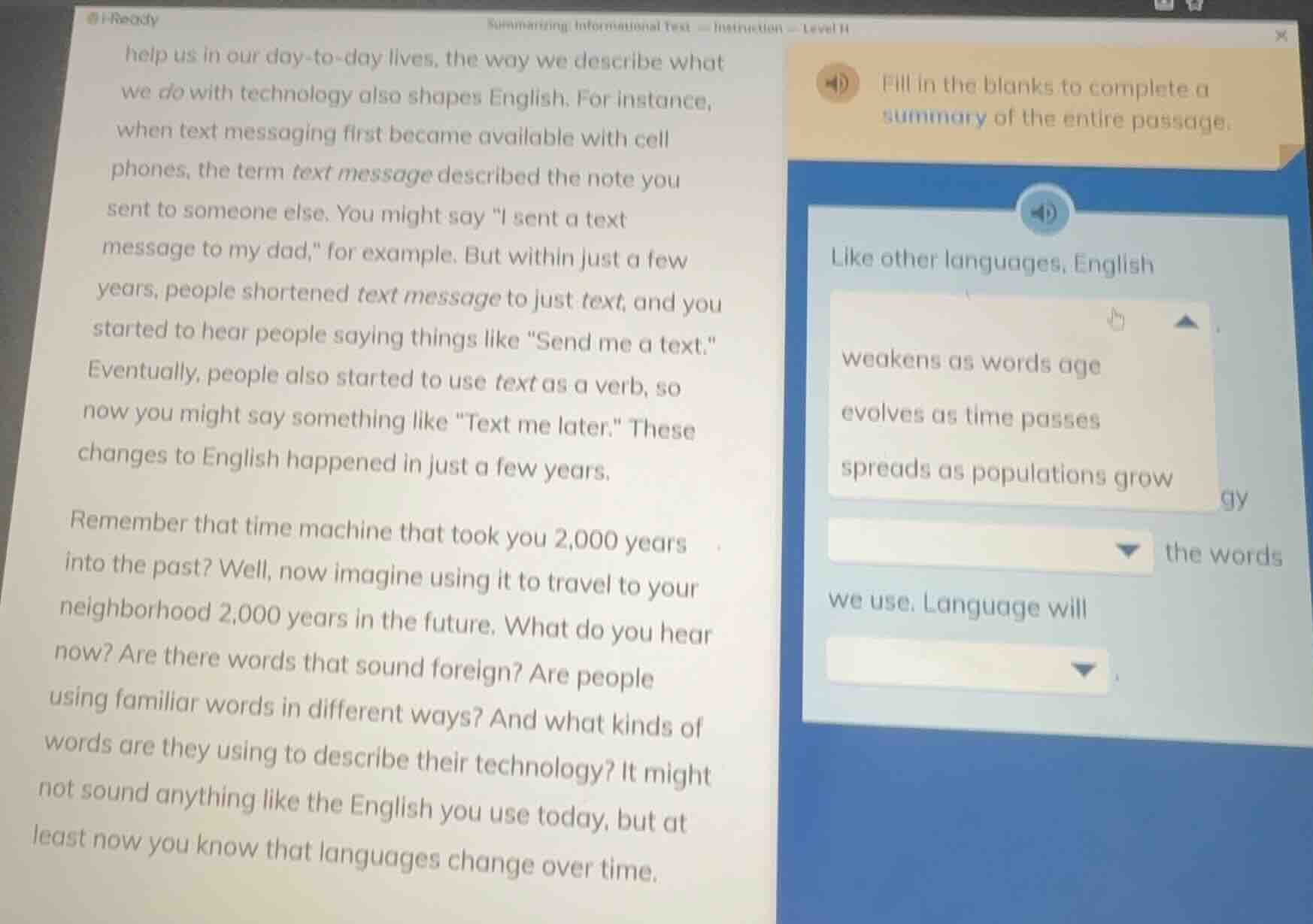 summarizing informational text - instruction - level hhelp us in our da…