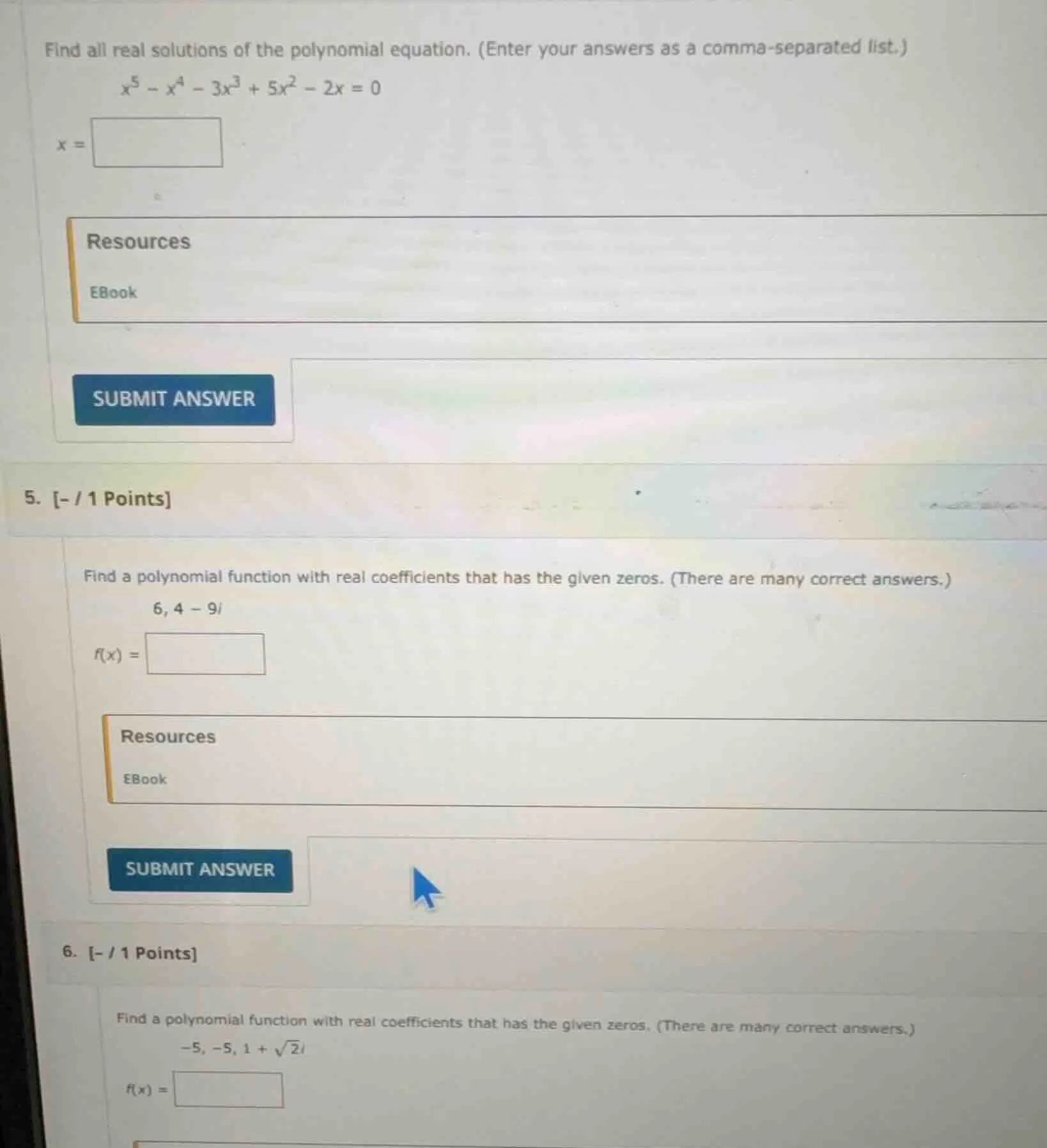 find all real solutions of the polynomial equation. (enter your answers…