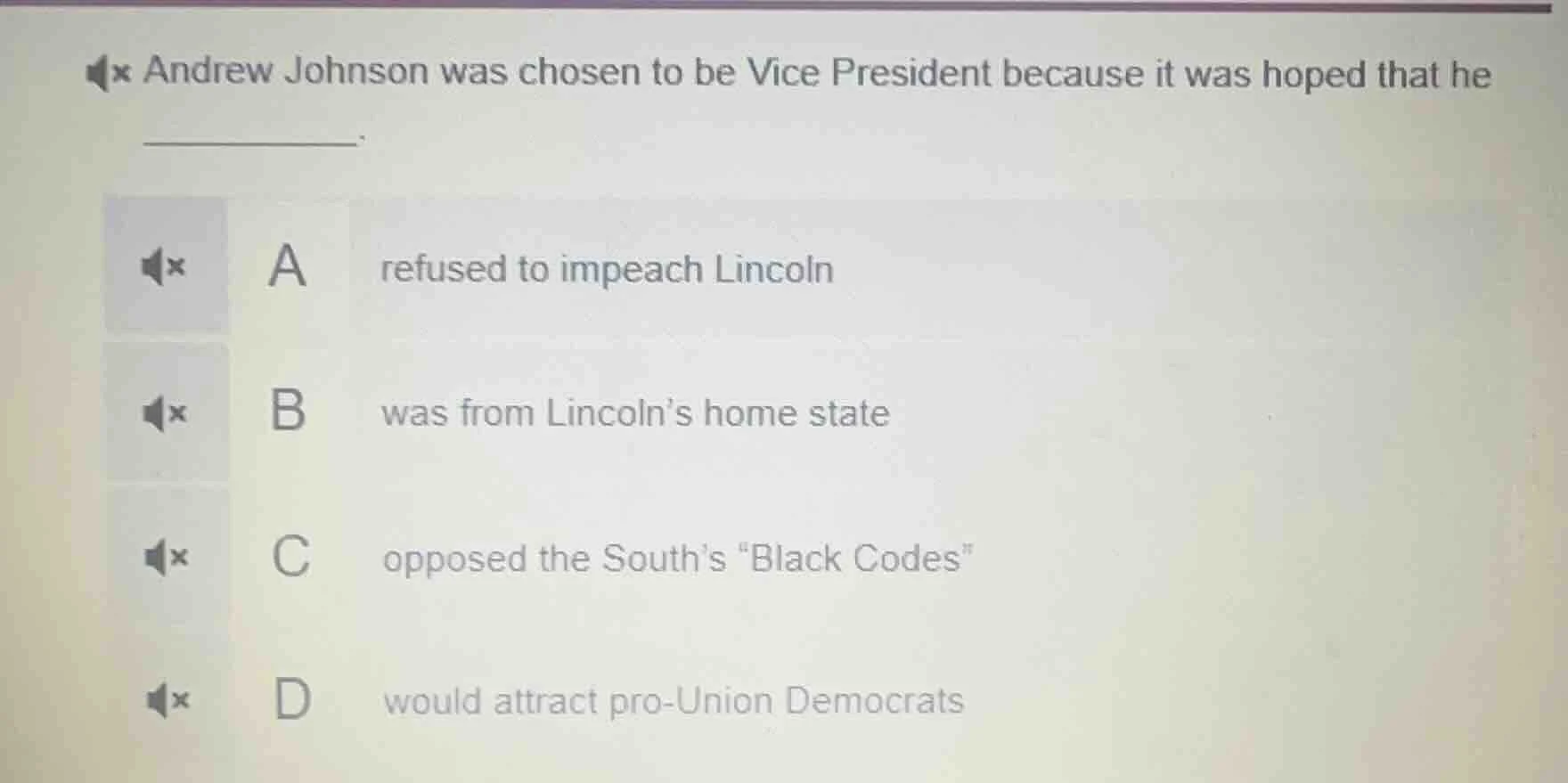 andrew johnson was chosen to be vice president because it was hoped tha…