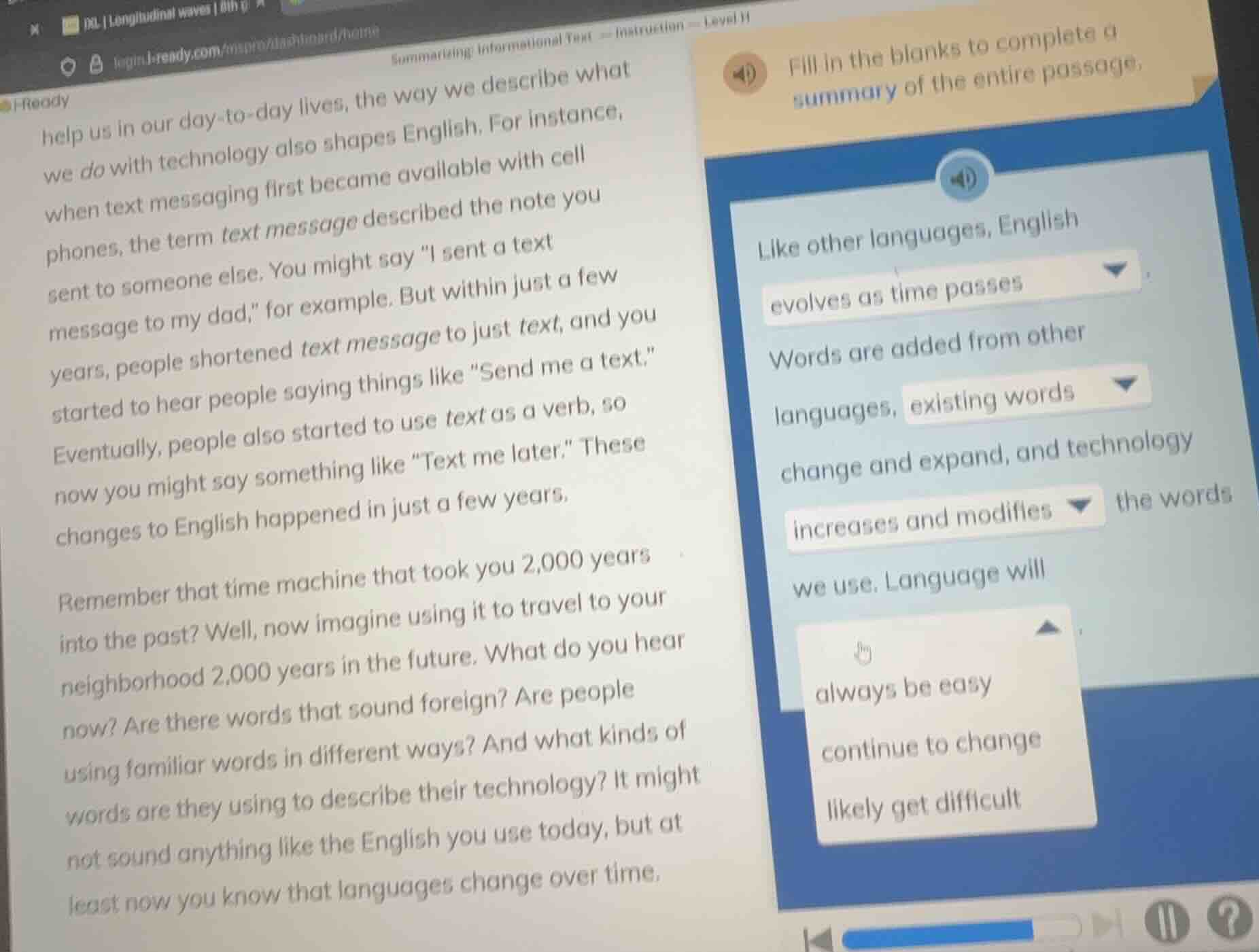 summarizing: informational text — instruction — level h help us in our …