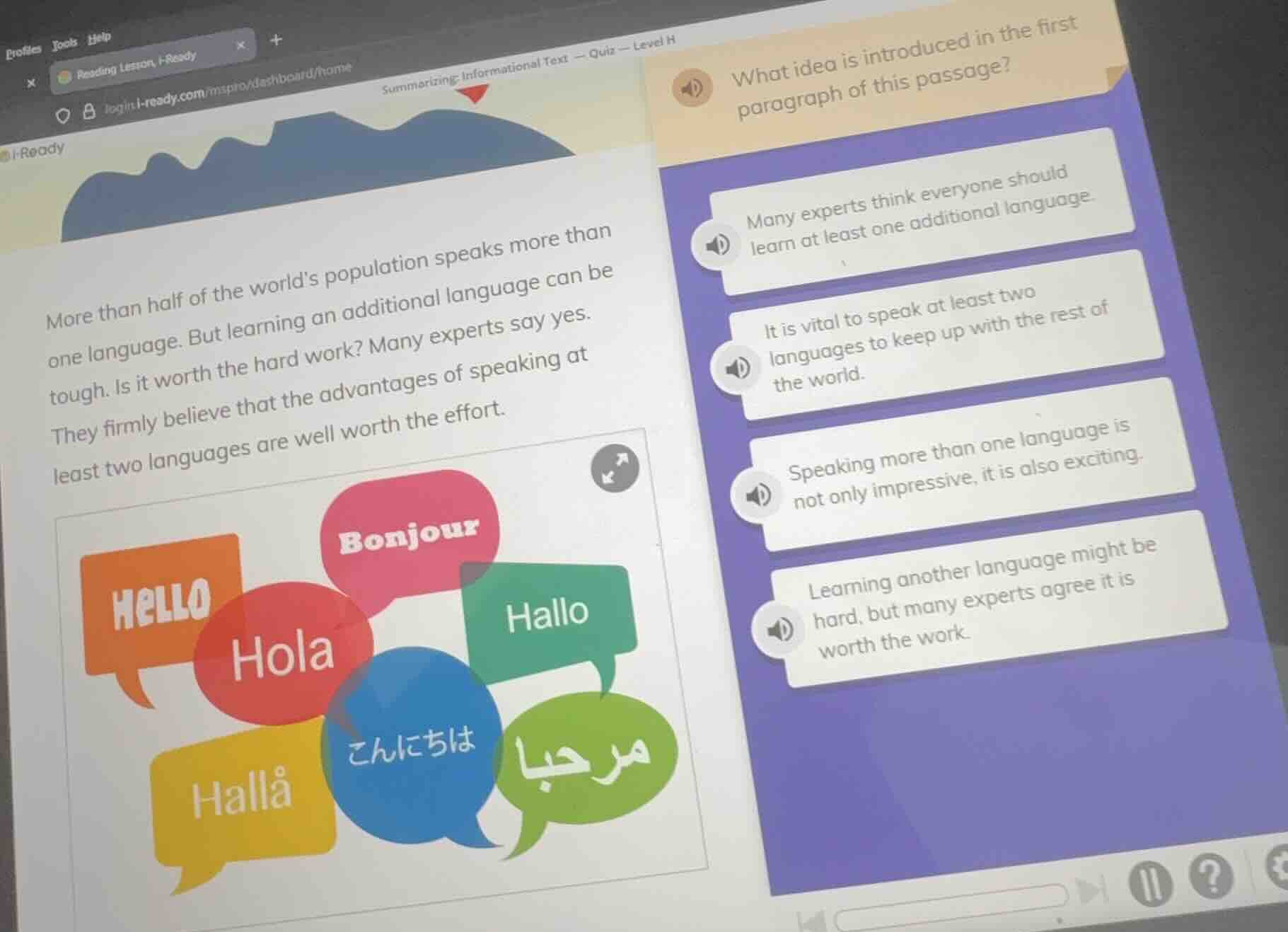 summarizing informational text — quiz — level h more than half of the w…