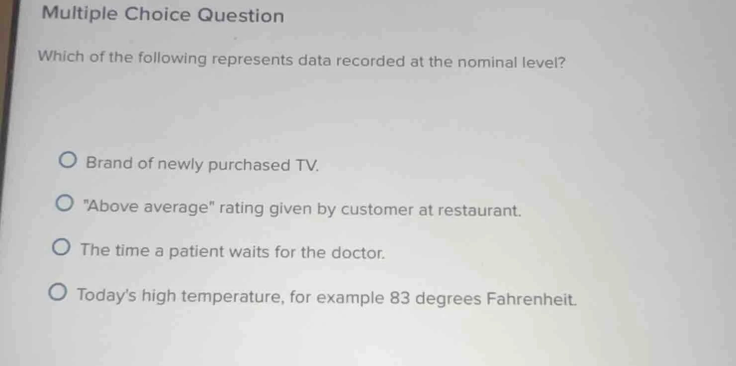 multiple choice question which of the following represents data recorde…