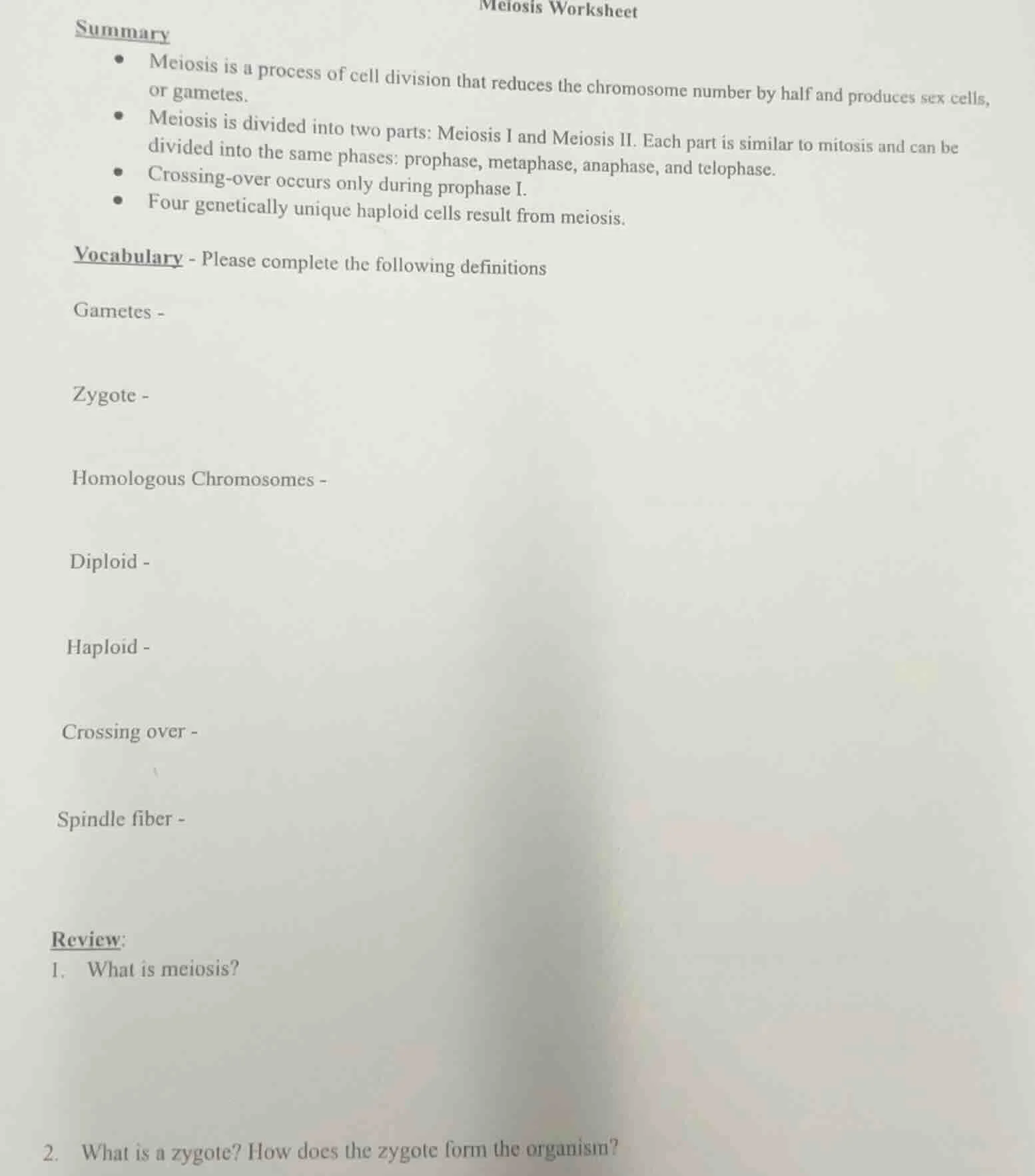 meiosis worksheetsummary• meiosis is a process of cell division that re…