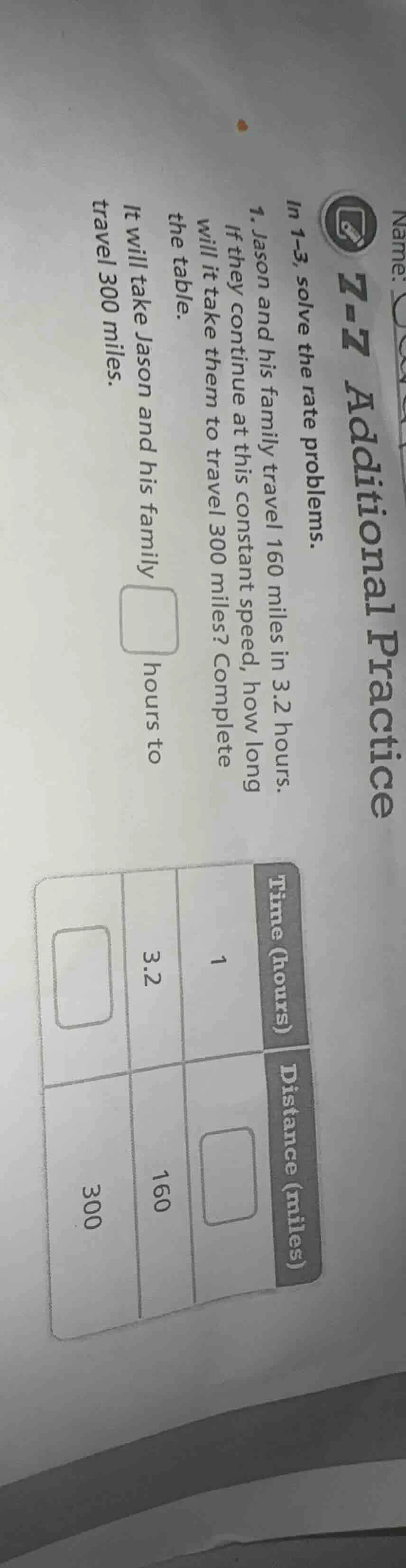 name: 7-7 additional practice in 1-3, solve the rate problems. 1. jason…