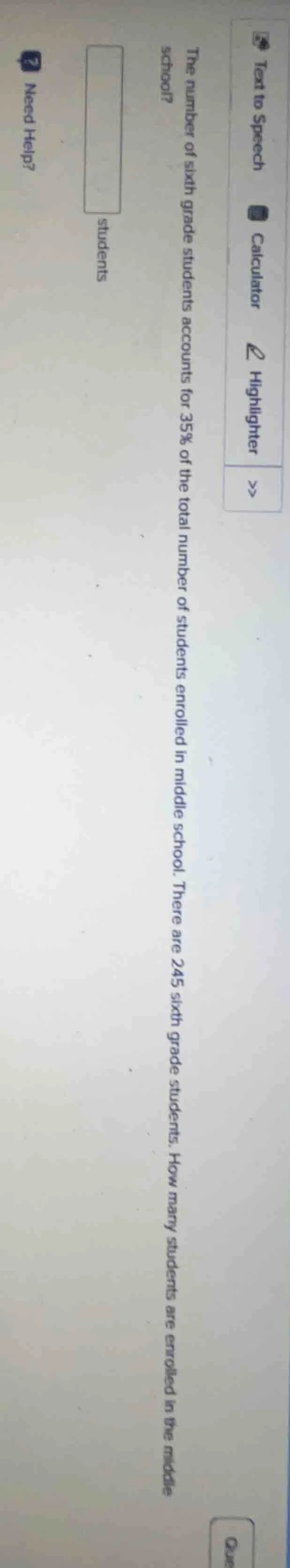 the number of sixth grade students accounts for 35% of the total number…