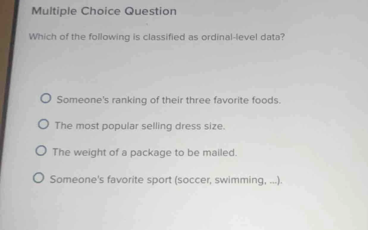 multiple choice question which of the following is classified as ordina…