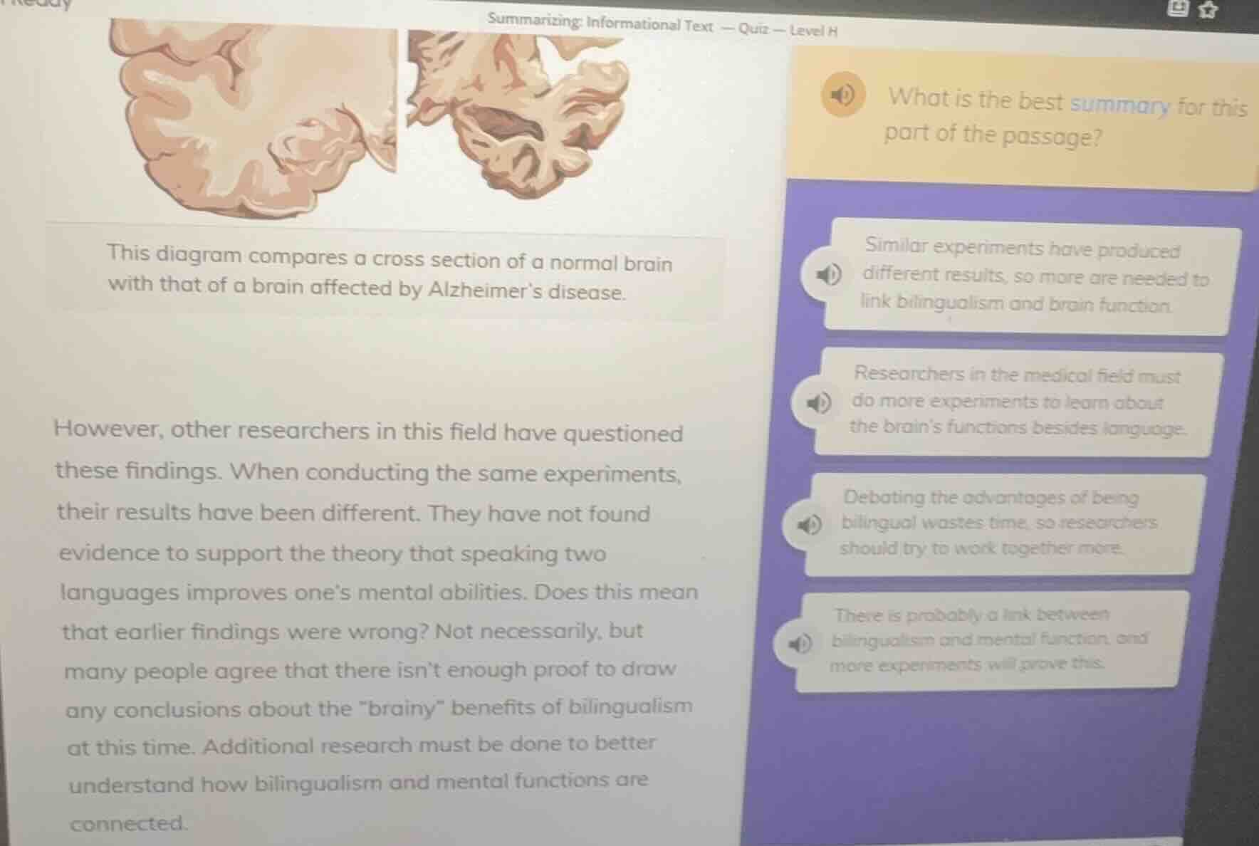 summarizing: informational text — quiz — level h this diagram compares …