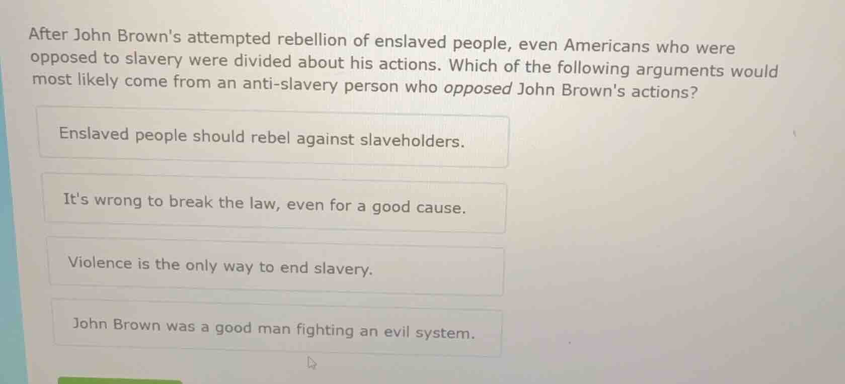 after john browns attempted rebellion of enslaved people, even american…