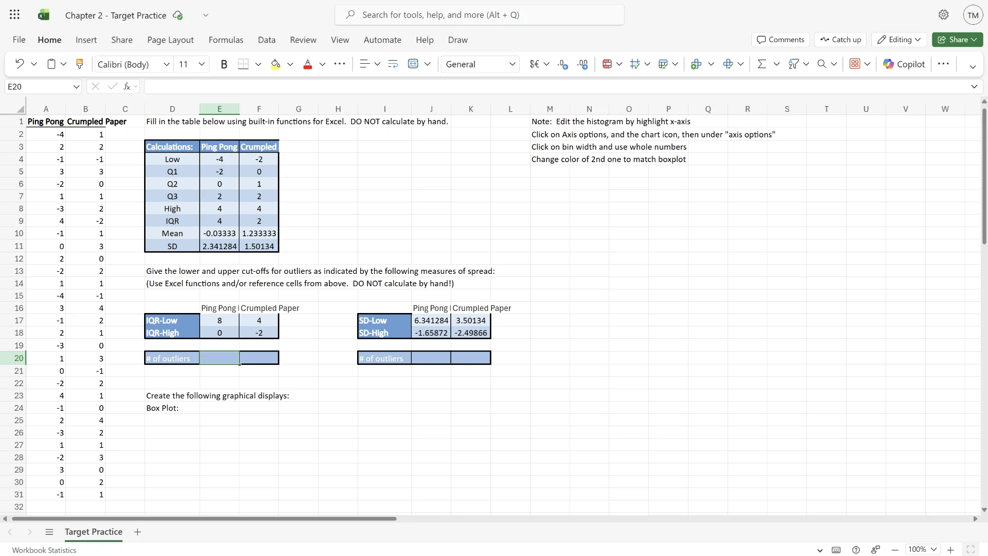 chapter 2 - target practice file home insert share page layout formulas…
