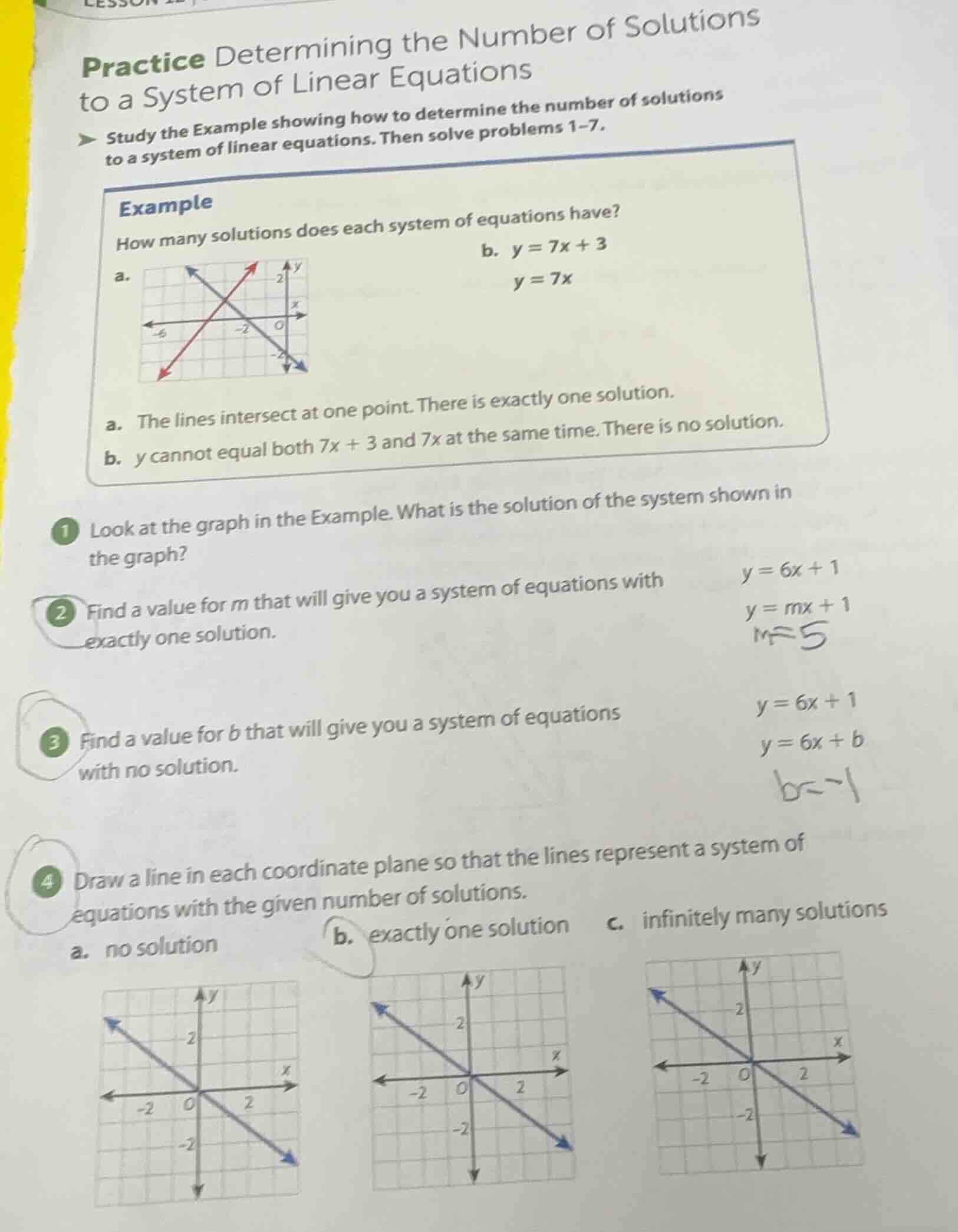 practice determining the number of solutions to a system of linear equa…